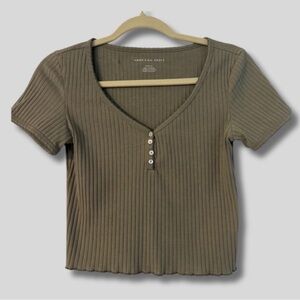 American Eagle Green Ribbed Tee